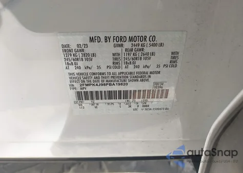 2023 Ford Edge Sel from USA, damaged, VIN 2FMPK4J98PBA19820
